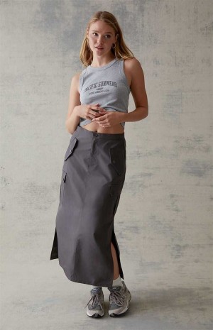 GRAY PacSun Cargo Midi Skirt | CETSZHJ-32