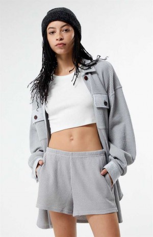 GRAY PacSun Easy Mini Waffle Knit Lounge Shorts | ZDMUXBQ-19