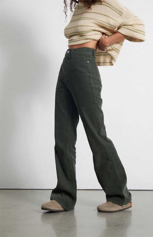 GREEN PacSun Green Corduroy High Waisted Bootcut Jeans | FASCETJ-49