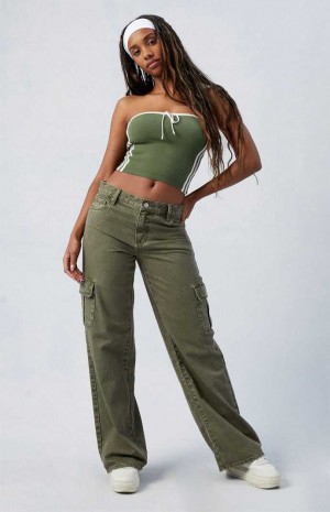 GREEN PacSun Green Low Rise Extreme Baggy Cargo Pants | POUZIRK-27