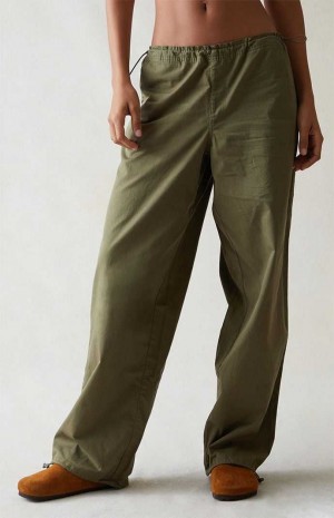 GREEN PacSun Green Low Rise Parachute Pants | FRJPWQT-34