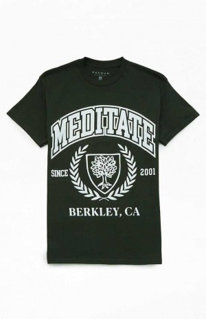 GREEN PacSun Meditate College T-Shirt | RXMGLKH-70