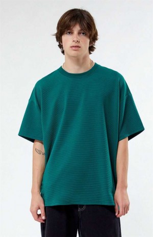 GREEN PacSun Ribbed Oversized T-Shirt | CQRYKHX-25