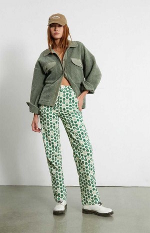 GREEN PacSun Smile Corduroy Boyfriend Carpenter Pants | ZHTOVKF-05