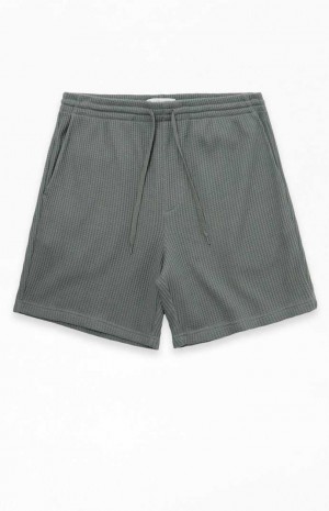 GREEN PacSun Waffle Knit Volley Shorts | KCSZHMG-80