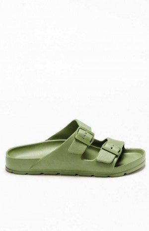 GREEN PacSun Women's Buckle Strap Sandals | CDYEUFG-09