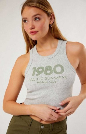 HEATHER GREY PacSun 1980 Pacific Sunwear Racerback Tank Top | LUGMCIZ-53