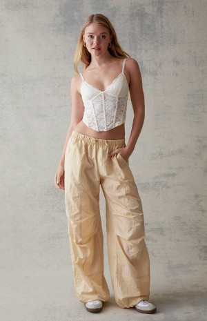 IVORY PacSun Crinkle Bungee Pull-On Pants | VYXMCKS-74