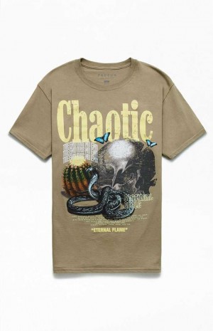 KHAKI PacSun Chaotic T-Shirt | QEJVUTH-35