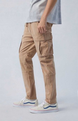 KHAKI PacSun Eco Stretch Canvas Khaki Slim Cargo Pants | DWVPFNS-06