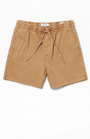 KHAKI PacSun Khaki Twill Volley Shorts | ROGIHDK-56