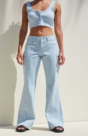 LIGHT BLUE PacSun Light Blue Low Rise Cargo Flare Pants | DVCQEXW-91