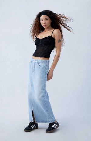 LIGHT INDIGO PacSun Light Indigo Low Rise Denim Maxi Skirt | LRIGCJK-08