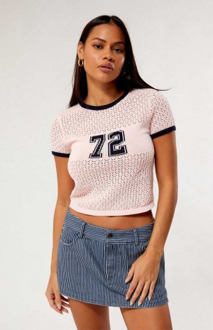 LIGHT PINK PacSun Maxine Sporty Sweater T-Shirt | BAXUDCS-19