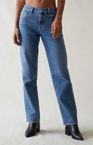 MEDIUM INDIGO PacSun Dark Blue Low Rise Boyfriend Jeans | PCWYNOS-08