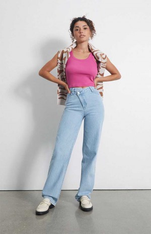 MEDIUM INDIGO PacSun Eco Asymmetrical Waistband '90s Boyfriend Jeans | FXVYSDA-94