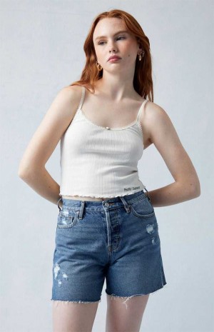 MEDIUM INDIGO PacSun Eco Dark Indigo Ripped High Waisted Relaxed Jorts | MSICUJY-51