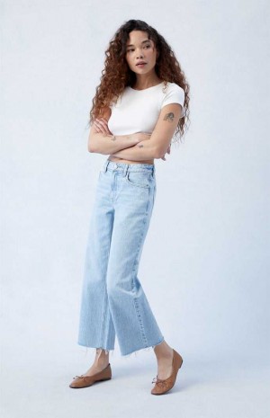 MEDIUM INDIGO PacSun Eco Light Blue Cropped Wide Leg Jeans | JMGHFIL-60