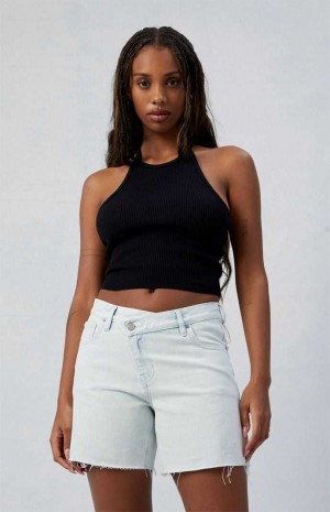 MEDIUM INDIGO PacSun Eco Light Indigo Asymmetrical High Waisted Relaxed Jorts | ZHLJGBM-67