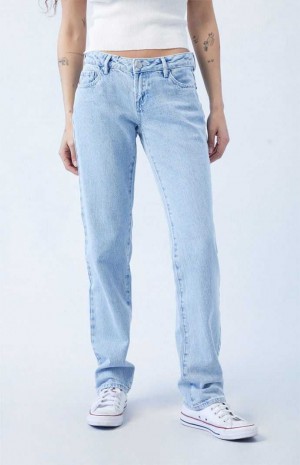 MEDIUM INDIGO PacSun Eco Light Indigo Low Rise Straight Leg Jeans | NCKIFVU-24