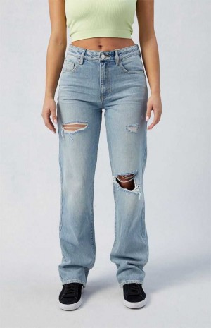 MEDIUM INDIGO PacSun Eco Light Indigo Ripped Millie Mid Rise '90s Boyfriend Jeans | BSQDEHI-02