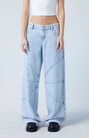 MEDIUM INDIGO PacSun Eco Light Indigo Seamed Low Rise Baggy Jeans | HJKIFTW-09