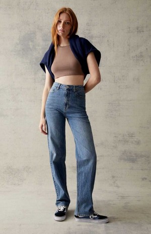 MEDIUM INDIGO PacSun Eco Medium Blue Stretch '90s Boyfriend Jeans | ULPMOHX-30