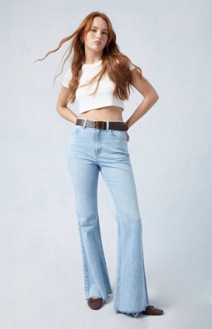 MEDIUM INDIGO PacSun Eco Stretch Light Indigo High Waisted Flare Jeans | QCDTEJP-35