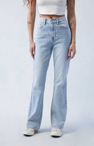 MEDIUM INDIGO PacSun Eco Stretch Light Indigo High Waisted Bootcut Jeans | RQIKADB-38