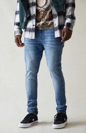 MEDIUM INDIGO PacSun High Stretch Indigo Stacked Skinny Jeans | LMHZBUO-09