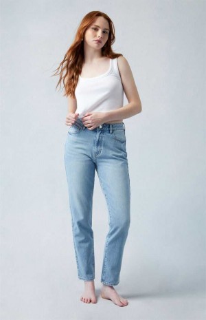 MEDIUM INDIGO PacSun Light Blue Mom Jeans | NEXLAIY-06