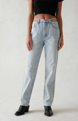 MEDIUM INDIGO PacSun Light Blue Sparkle Dad Jeans | VOXNJCB-82