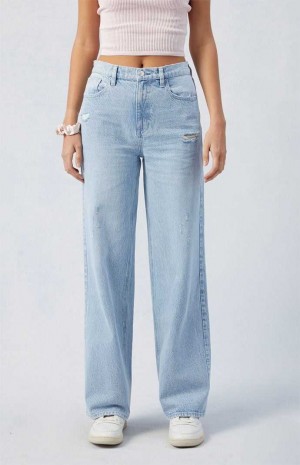 MEDIUM INDIGO PacSun Light Indigo Ripped Cali Boyfriend Jeans | XZWQDAS-12