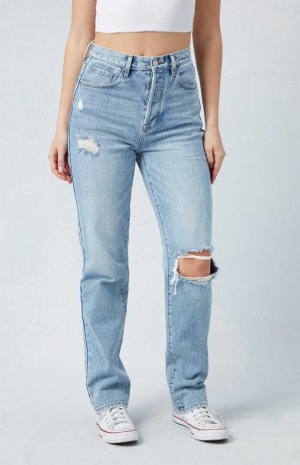 MEDIUM INDIGO PacSun Light Indigo Ripped Dad Jeans | INWDLSJ-21