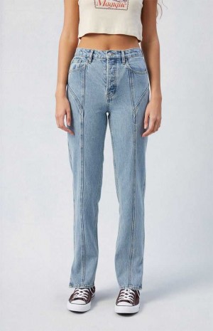 MEDIUM INDIGO PacSun Light Indigo Seamed Dad Jeans | FRHEYIK-29