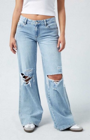 MEDIUM INDIGO PacSun Medium Blue Low Rise Baggy Jeans | MNCUEVX-54