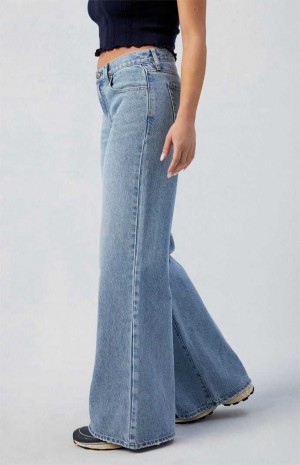 MEDIUM INDIGO PacSun Medium Indigo Lena Low Rise Baggy Flare Jeans | JHTZKNR-98