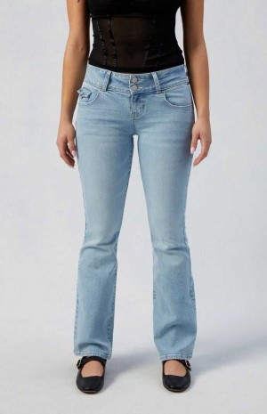 MEDIUM INDIGO PacSun Stretch Light Indigo Low Rise Bootcut Jeans | UFWXDYK-58