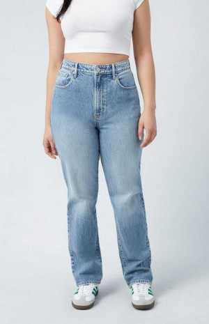 MEDIUM INDIGO PacSun Stretch Medium Indigo Curve Dad Jeans | EDIZJCL-78