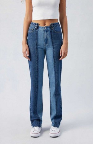 MEDIUM INDIGO PacSun Two-Tone Millie Mid Rise '90s Boyfriend Jeans | EMKZORT-92