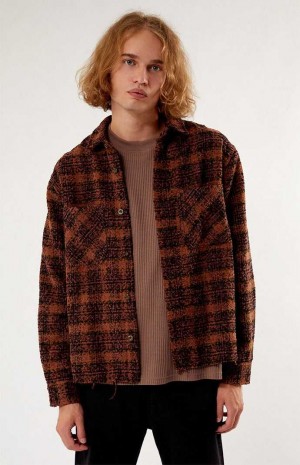 MINK PacSun Wooly Shadow Plaid Classic Shirt | YSQZXIO-94