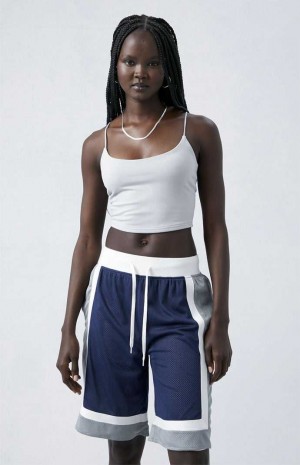 NAVY/WHITE PacSun Colorblock Longline Basketball Shorts | CKPNHER-03