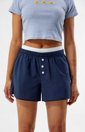 NAVY PacSun Exposed Waist Boxer Shorts | PQHFVJN-21