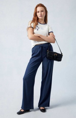 NAVY PacSun Linen Pull-On Pants | AZDPQBT-29