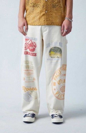 OFF WHITE PacSun Baggy Big Time Printed Carpenter Jeans | JMDSOVI-84