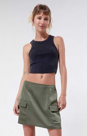 OLIVE PacSun Kendall & Kylie Satin Cargo Mini Skirt | NGZXDMA-39