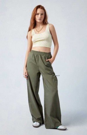 OLIVE PacSun Linen Pull-On Baggy Cargo Pants | QPOYVAN-54