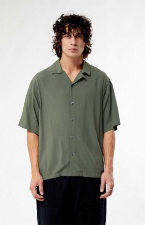 OLIVE PacSun Olive Oversized Camp Shirt | JCTZARG-07