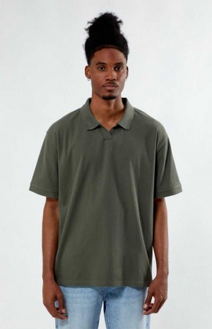 OLIVE PacSun Rib Open Polo Shirt | BUTRFSI-54