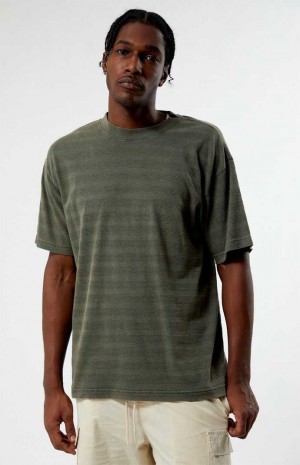 OLIVE PacSun Stripe Textured T-Shirt | DKGZWME-78